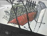 Красные губы абстрактное изображение с прямоугольниками стрелками и решетками