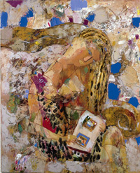 Расих Ахметвалиев-Девушка с книгой об искусстве , 1997, х.,м.,  100х81
