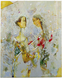 Расих Ахметвалиев-Две девушки на балконе , 1996, х.,м., 100х81 